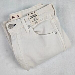 AMO High Rise Stix Crop Jeans Womens 29‎ Vintage White Slim Fit Above Ankle NWT